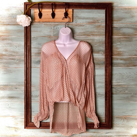 All Saints Tops - Allsaints “Penny Dot Top” Chiffon Blouse Nude Pink